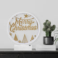 Merry Christmas Agacli Yuvarlak Masa Lambasi - Beyaz