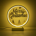 Merry Christmas Agacli Yuvarlak Masa Lambasi - Beyaz