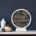 Merry Christmas Kar Taneli Masa Lambasi - Beyaz