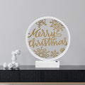 Merry Christmas Kar Taneli Masa Lambasi - Beyaz