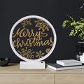 Merry Christmas Kar Taneli Masa Lambasi - Beyaz