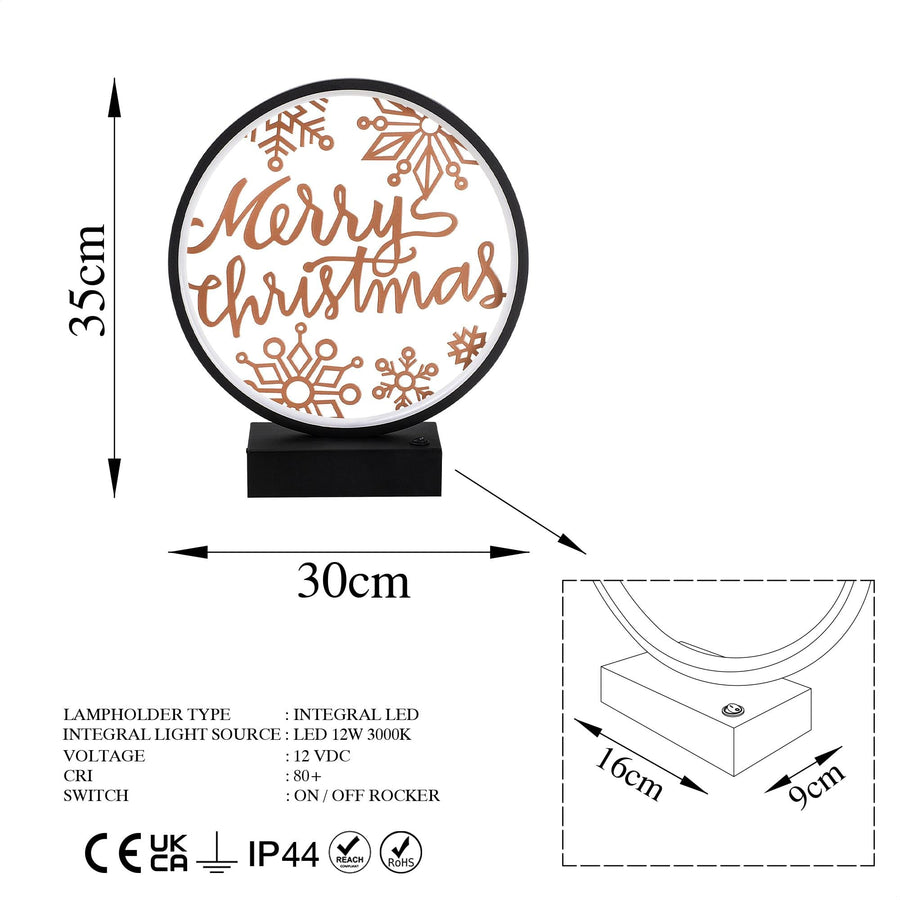 Merry Christmas Kar Taneli Masa Lambasi - Siyah