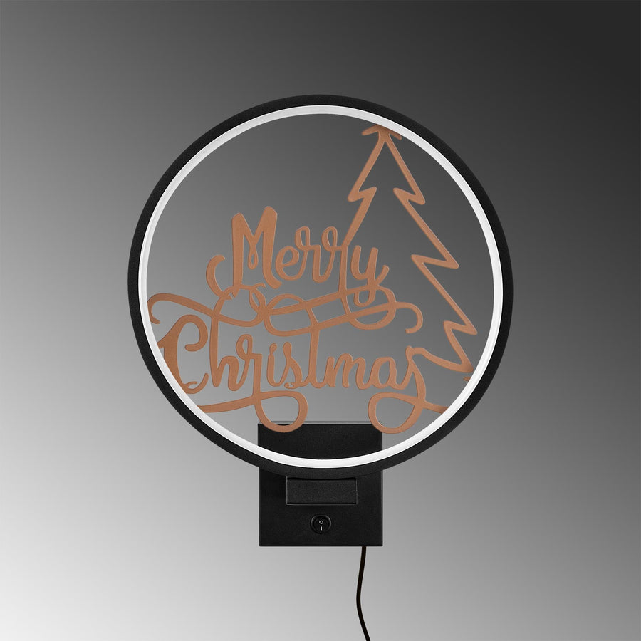 Merry Christmas Yazili Metal Duvar Apligi - Siyah
