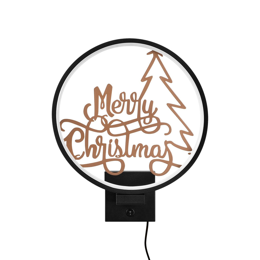 Merry Christmas Yazili Metal Duvar Apligi - Siyah