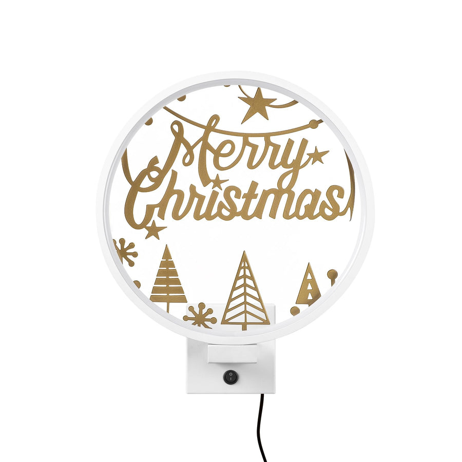Merry Christmas Yildizli Metal Duvar Apligi - Beyaz