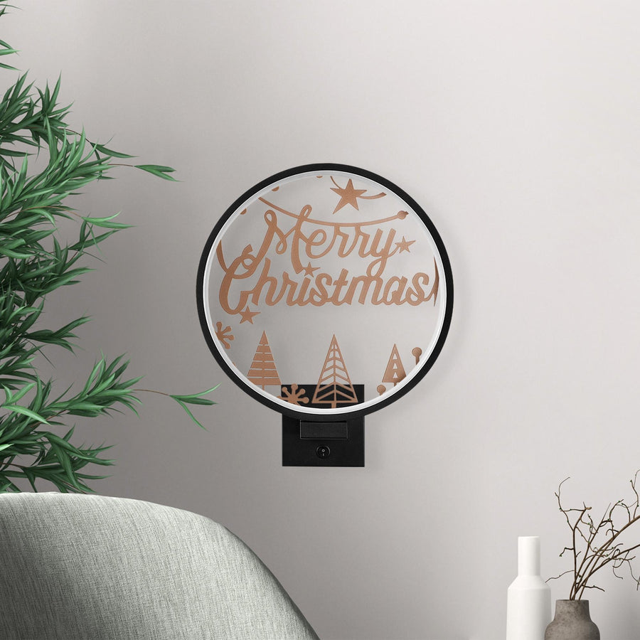 Merry Christmas Yildizli Metal Duvar Apligi - Siyah