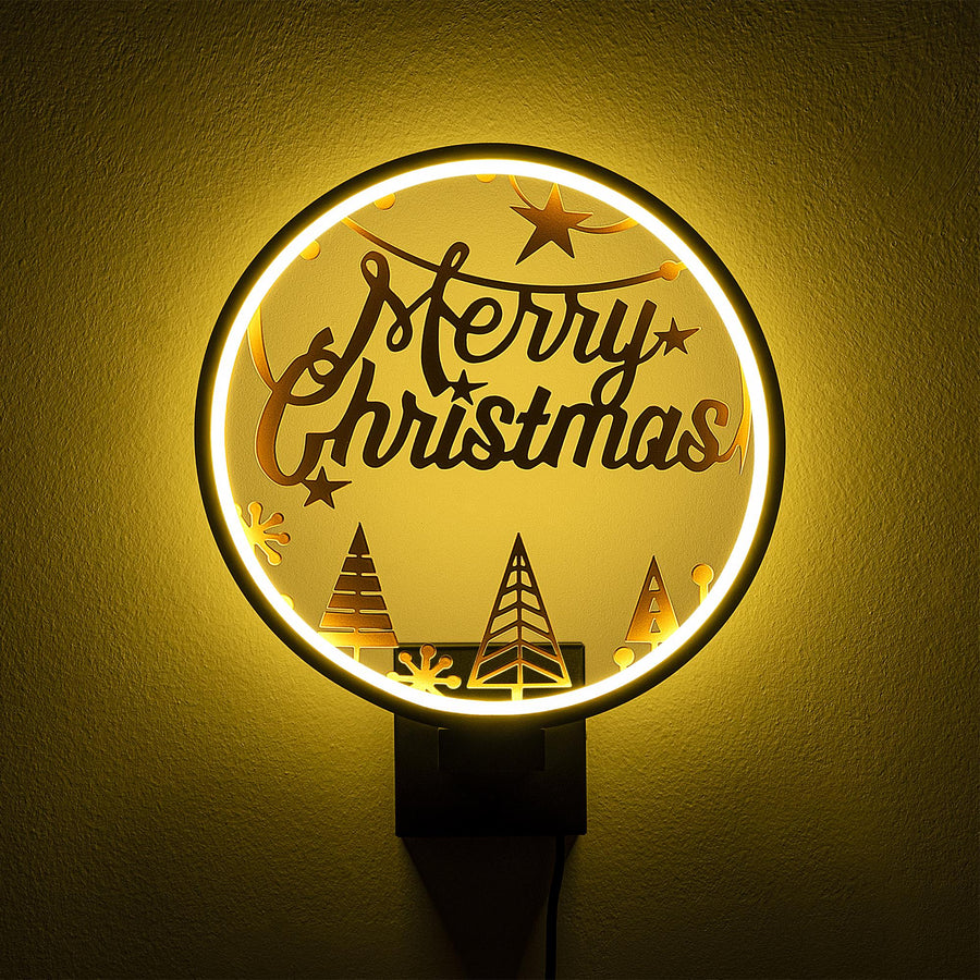 Merry Christmas Yildizli Metal Duvar Apligi - Siyah