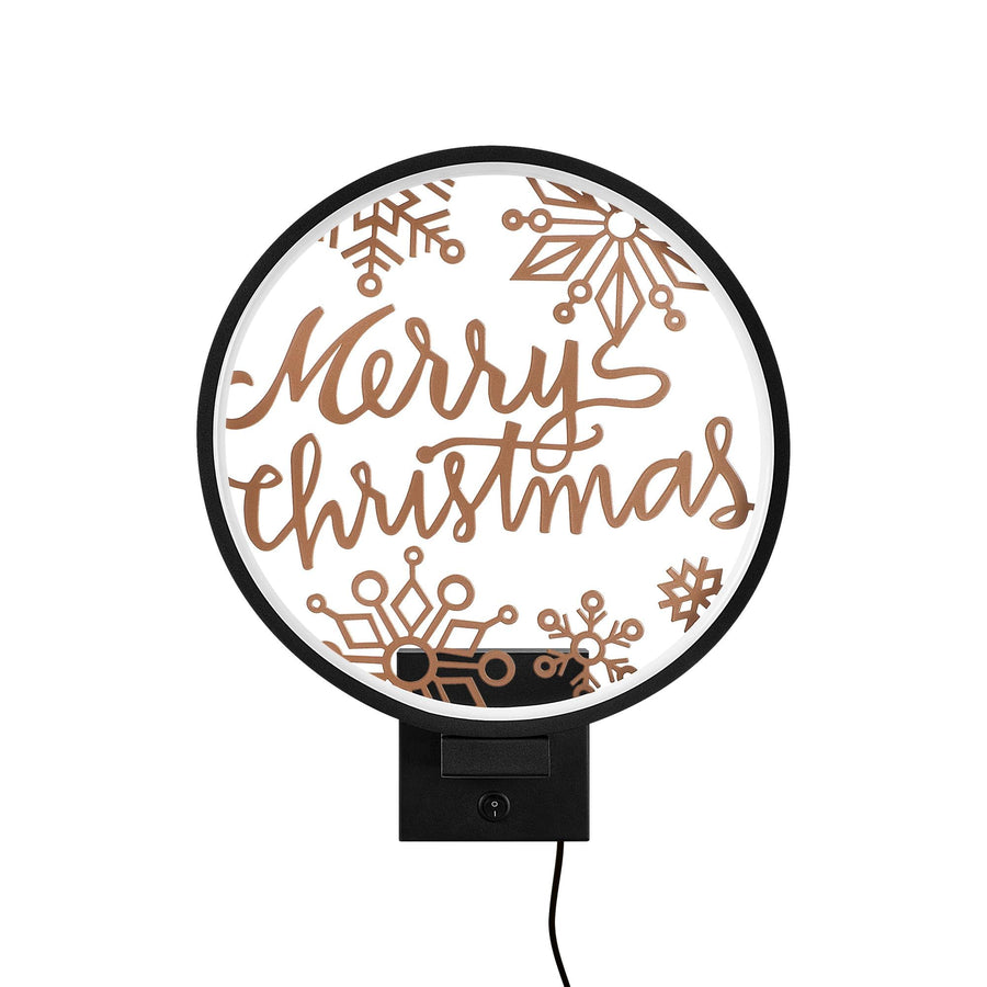 Merry Christmas Kar Taneli Metal Duvar Apligi - Siyah