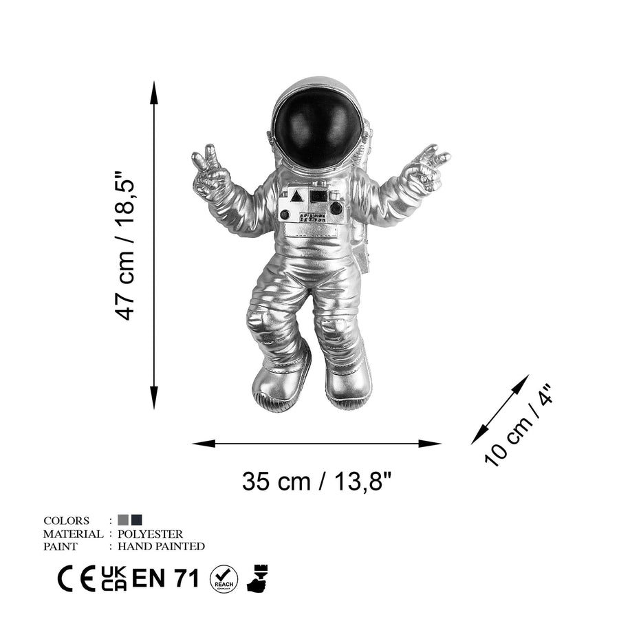 Astronot Polyester Duvar Susu - Gumus