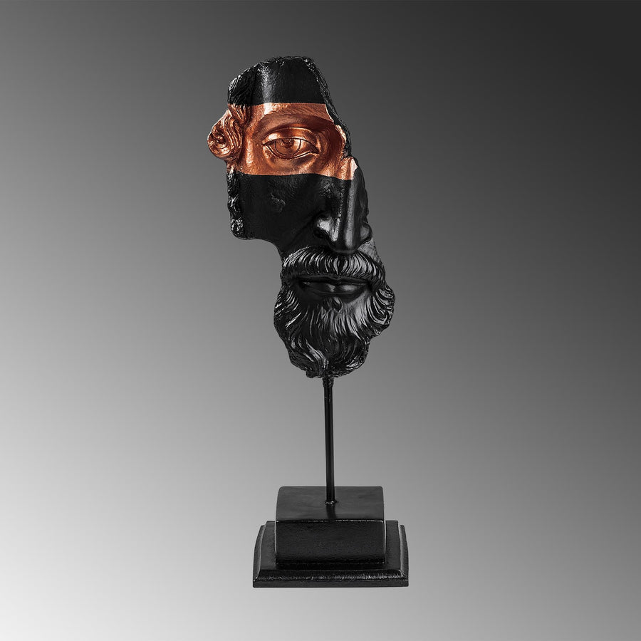 Antik Bust Sanatsal Polyester Heykel Obje - Siyah