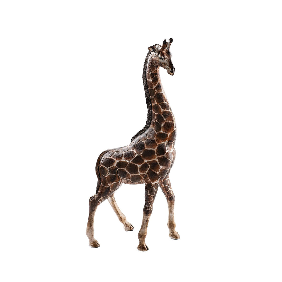 Zurafa Naturalist Polyester Heykel Obje - Kahve