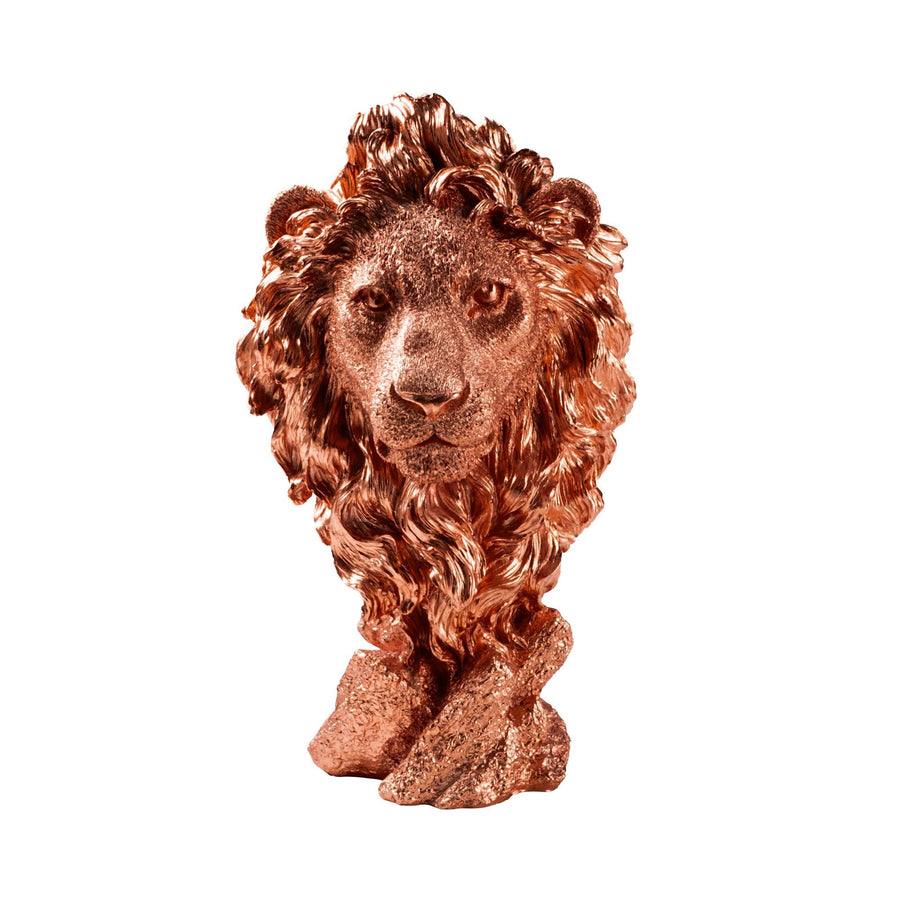 Aslan Basi Polyester Heykel - Bakir