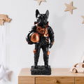 Bulldog Astronot Polyester Heykel - Siyah