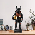 Bulldog Astronot Polyester Heykel - Siyah