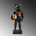 Bulldog Astronot Polyester Heykel - Siyah