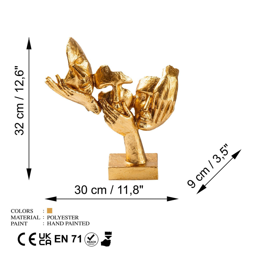Cift Yuz Soyut Polyester Heykel - Altin
