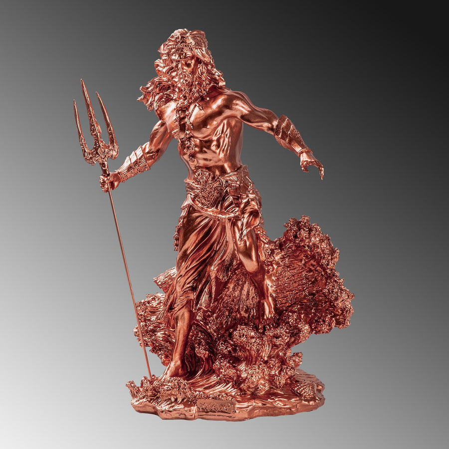 Poseidon Mitolojik Polyester Heykel - Bakir