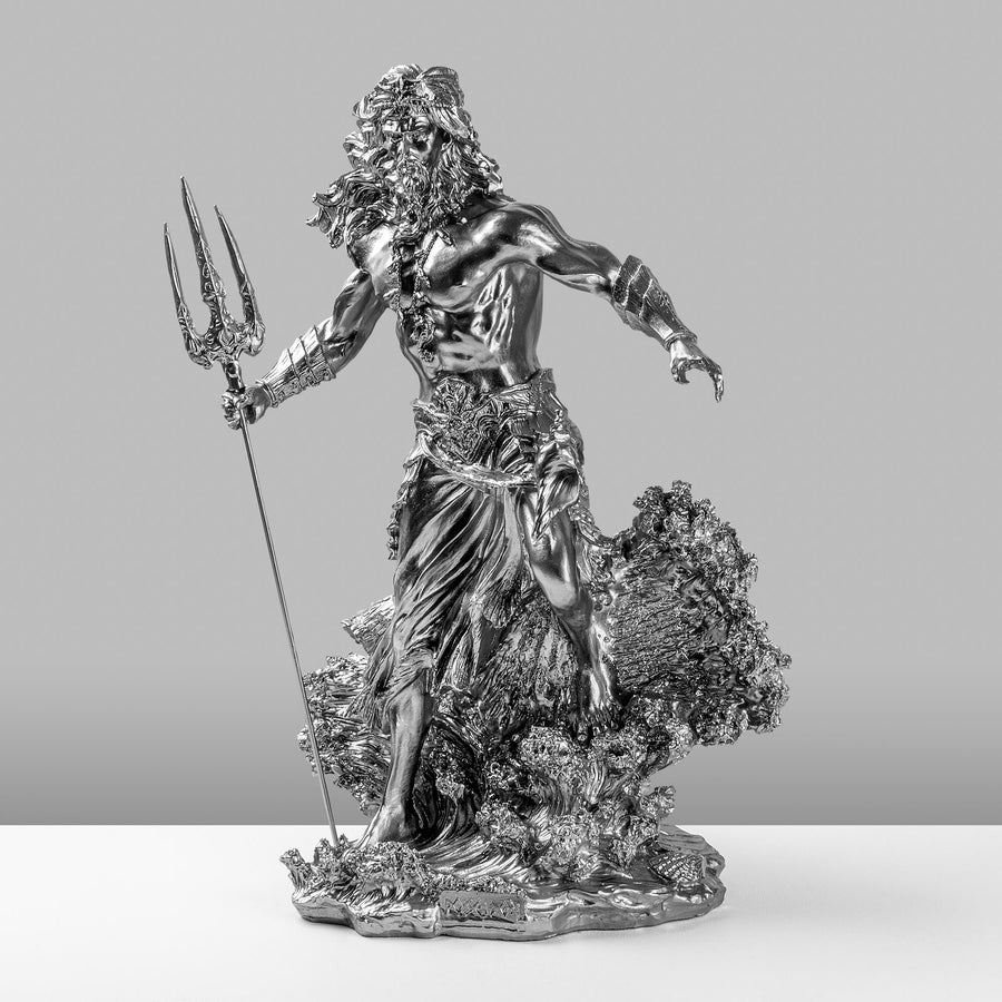 Poseidon Mitolojik Polyester Heykel - Gumus