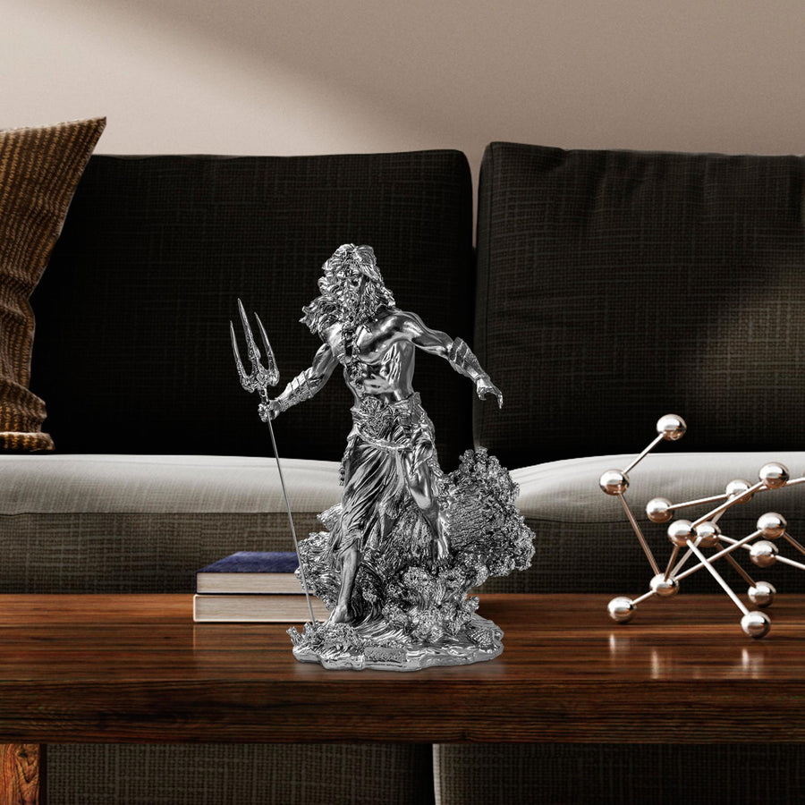 Poseidon Mitolojik Polyester Heykel - Gumus