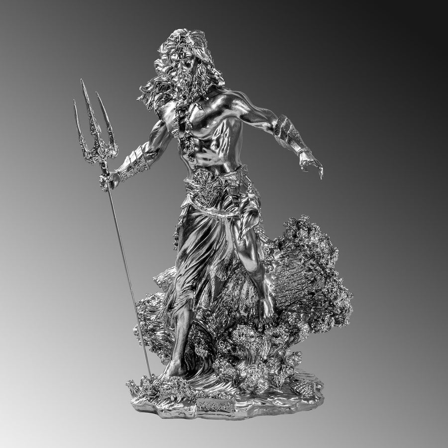 Poseidon Mitolojik Polyester Heykel - Gumus