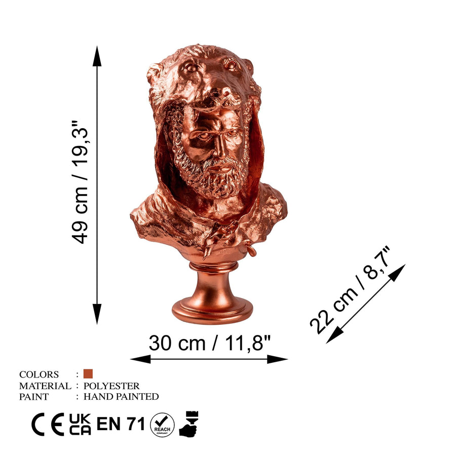 Herakles Aslan Baslikli Polyester Bust - Bakir