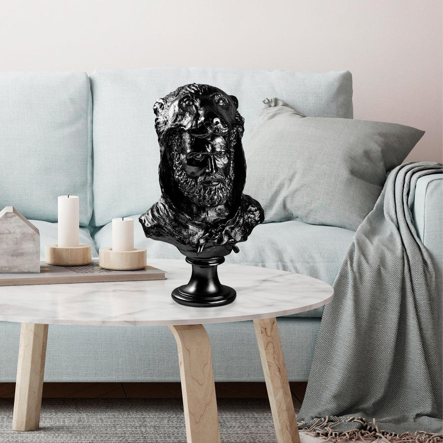 Herakles Aslan Baslikli Polyester Bust - Siyah