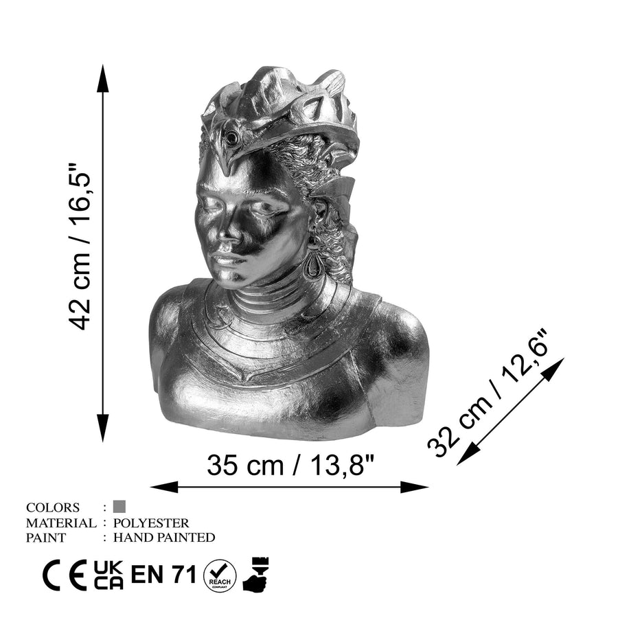 Tribal Kral Taci Polyester Bust - Gumus