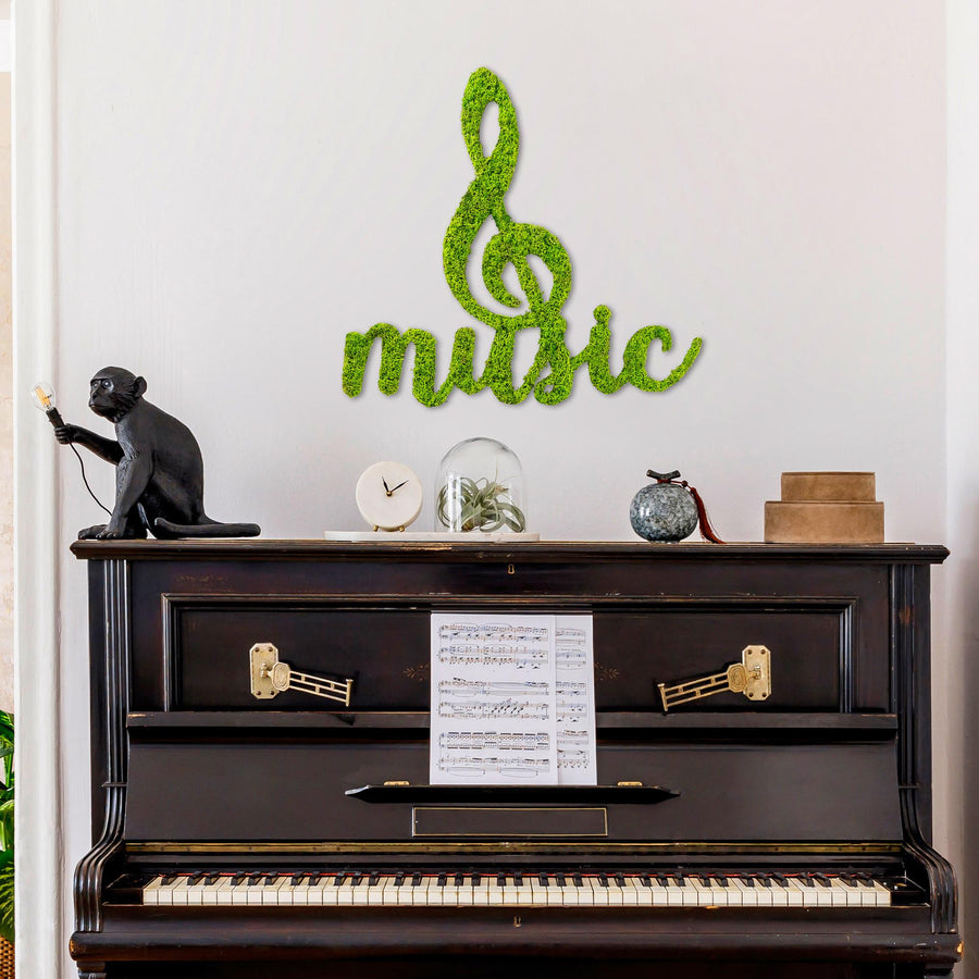 Music Nota Yosun Metal Duvar Panosu - Yesil