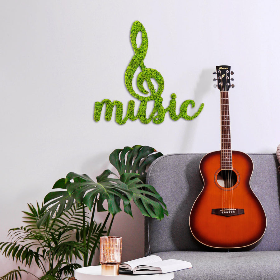 Music Nota Yosun Metal Duvar Panosu - Yesil