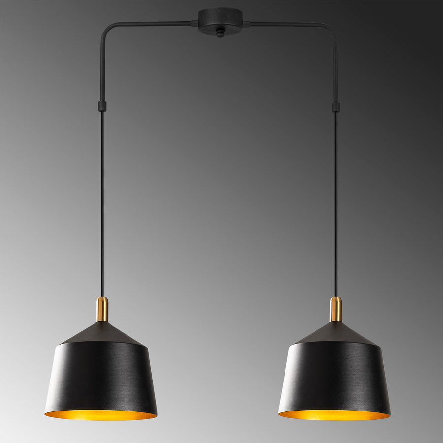 Modern 2'li Kollu Sarkıt Metal Koni - Siyah