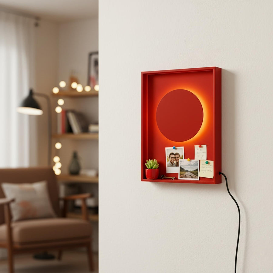 Kirmizi LED Metal Fotograf Cerceveli Gece Lambasi - Kirmizi
