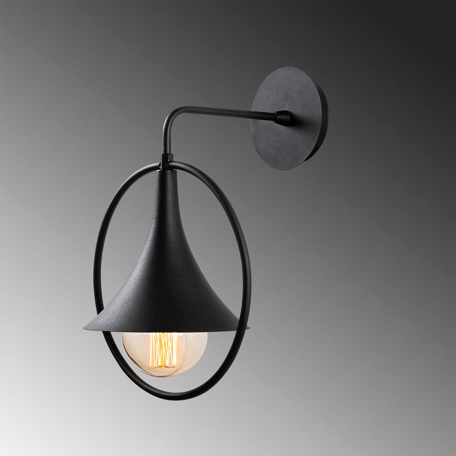Oval Çerçeveli Tekli Metal Aplik - Siyah