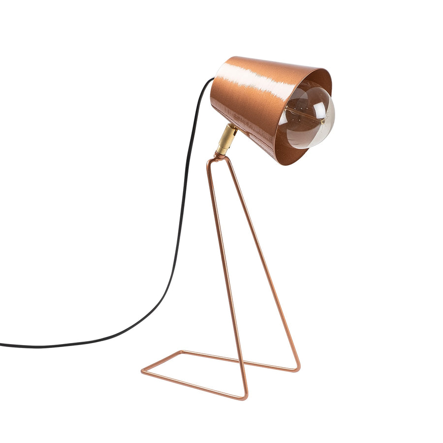 Tripod Ayaklı Metal Masa Lambası - Bakır