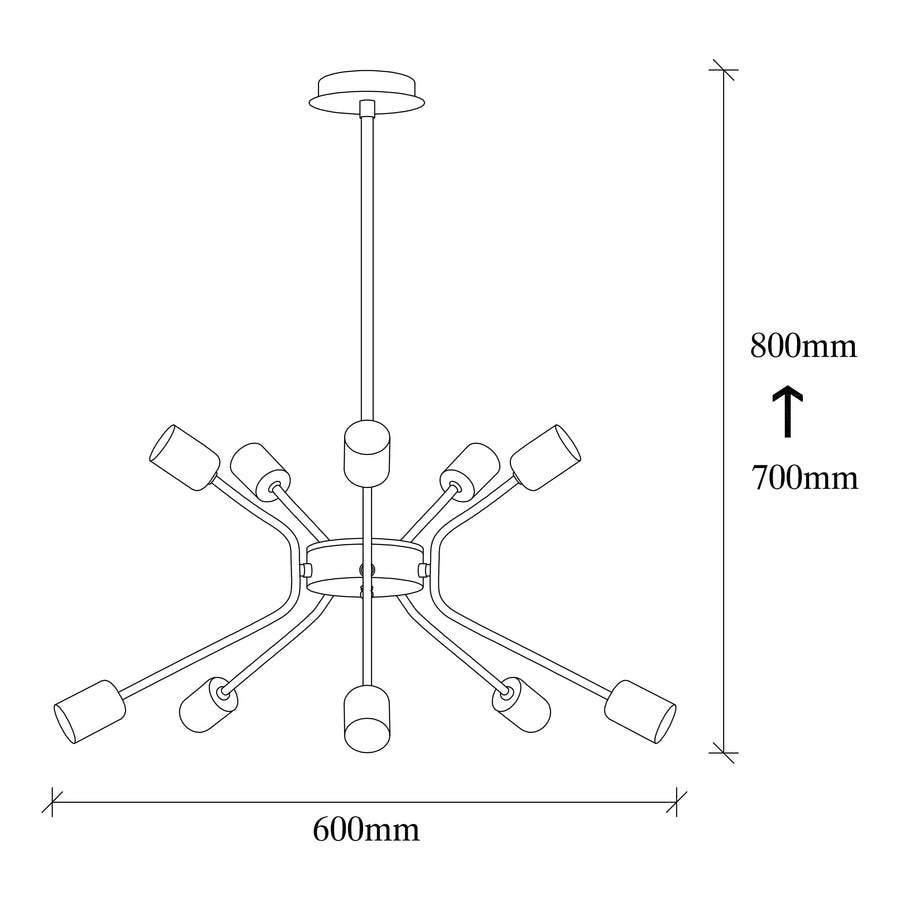 Sputnik 10'lu Avize Metal - Siyah