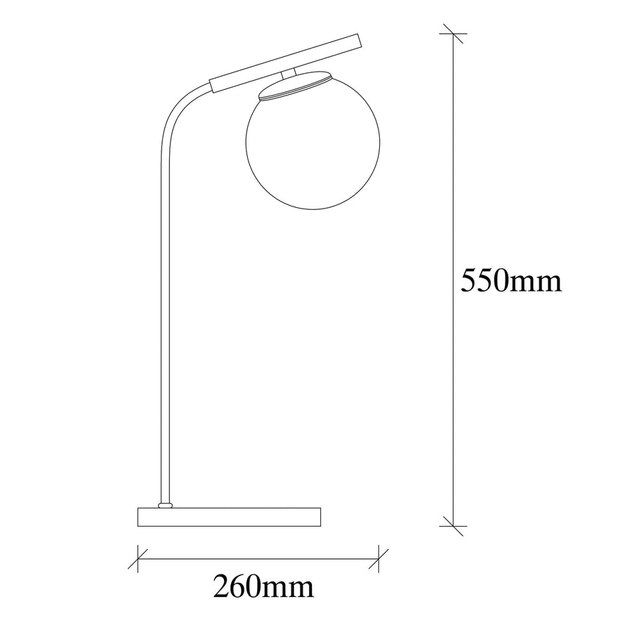 Küresel Cam Masa Lambası Metal - Siyah