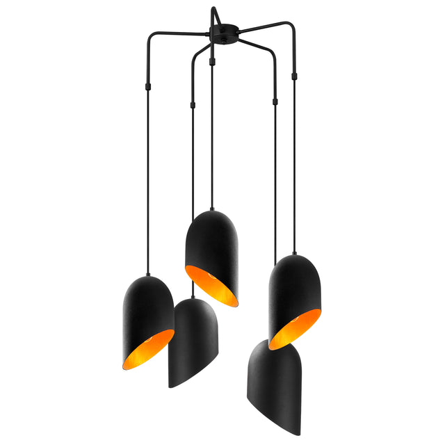 Metal 5'li Kollu Sarkıt Oval Şapka - Siyah