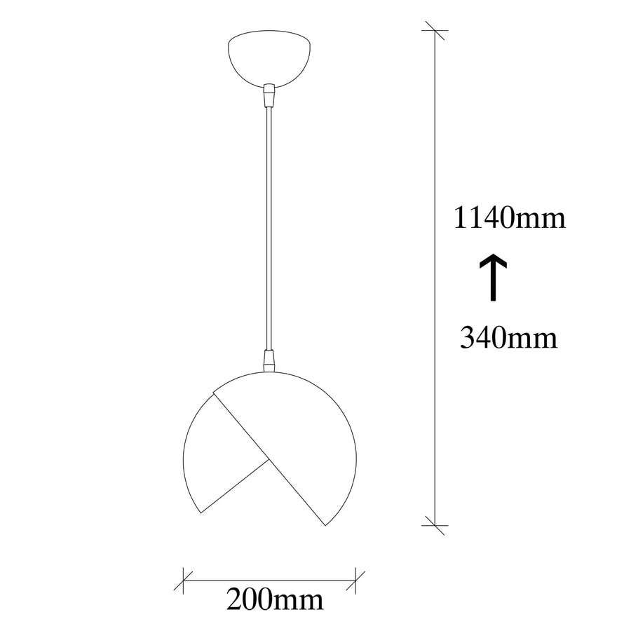 Eğik Küre Tekli Metal Sarkıt - Siyah