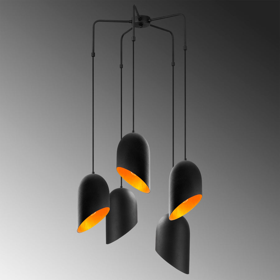 Metal 5'li Kollu Sarkıt Oval Şapka - Siyah