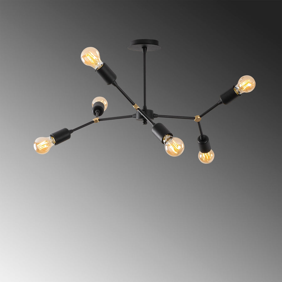 Sputnik 6'lı Metal Avize - Siyah