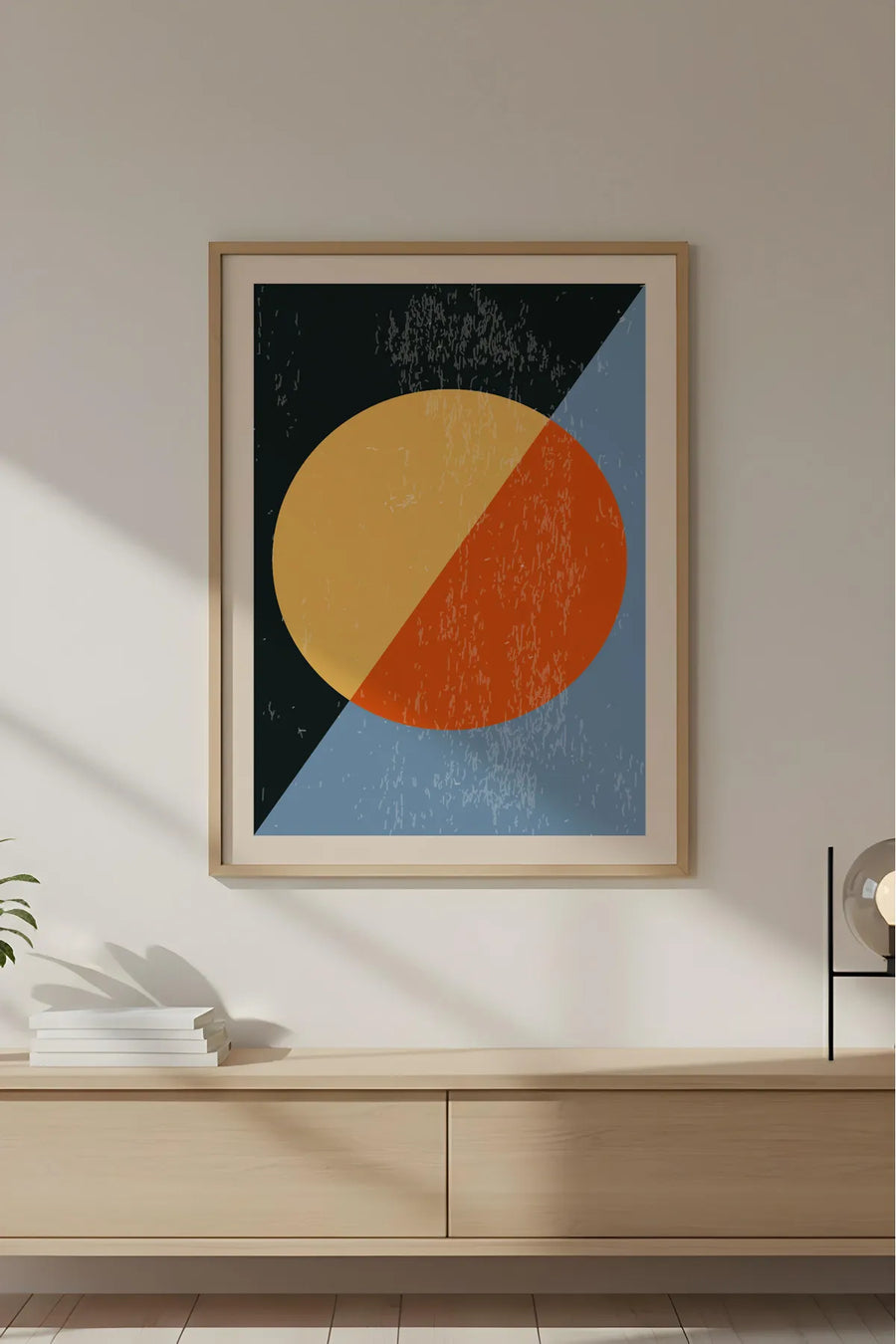 Ahşap Çerçeveli Soyut Geometrik Desenli Tablo | Huhu591