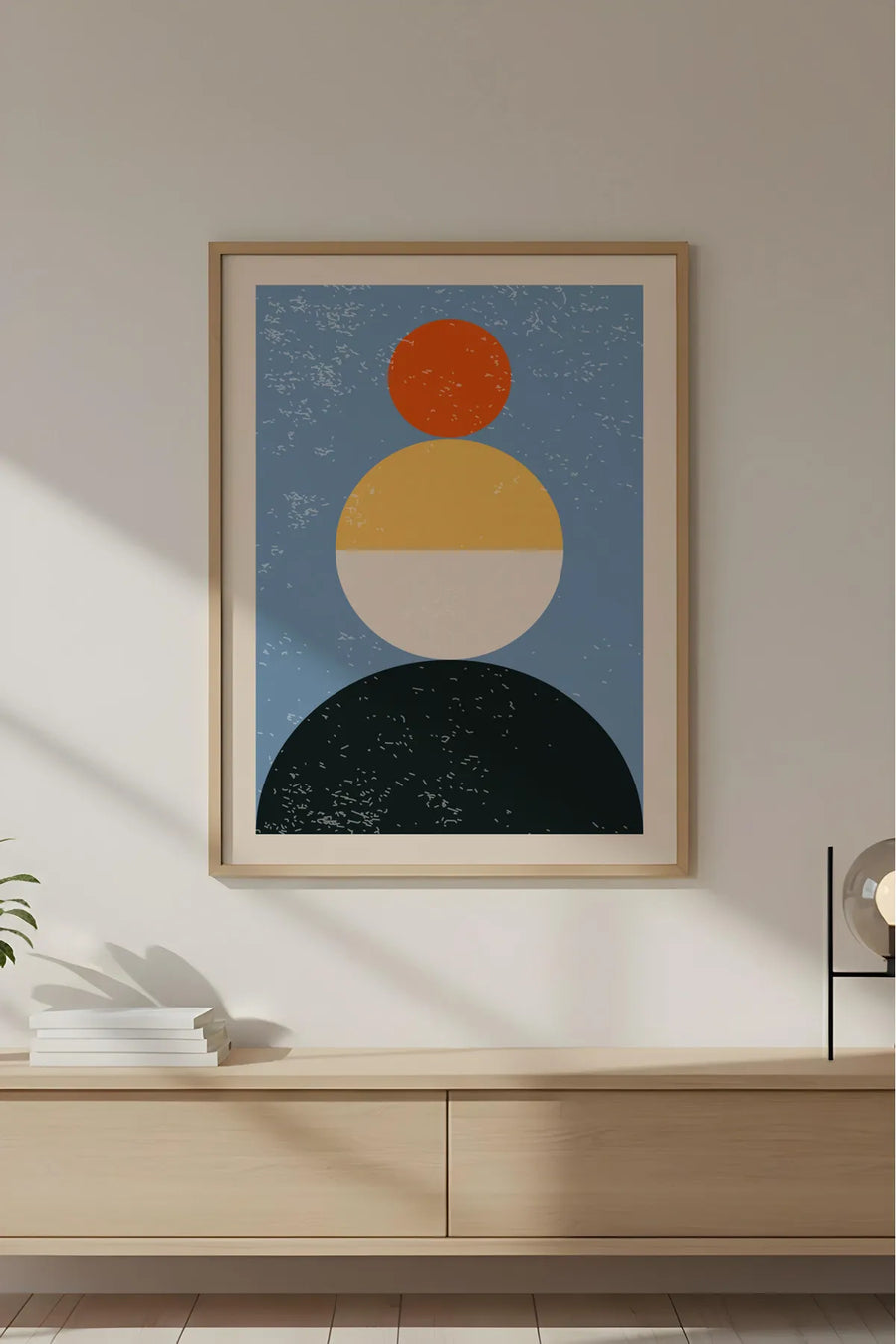 Ahşap Çerçeveli Soyut Geometrik Desenli Tablo | Huhu597