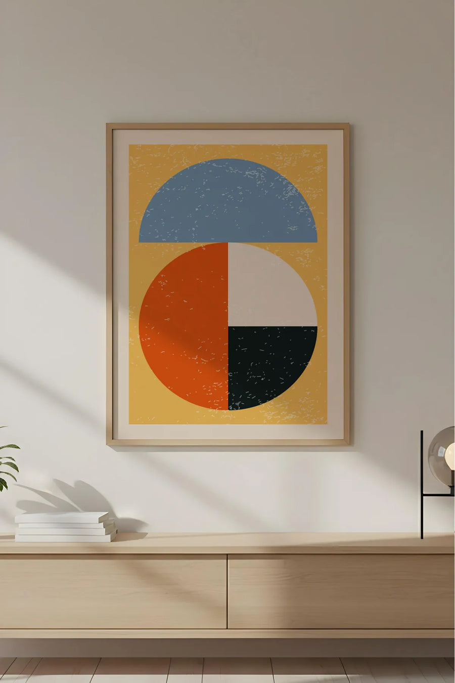 Ahşap Çerçeveli Soyut Geometrik Desenli Tablo | Huhu598