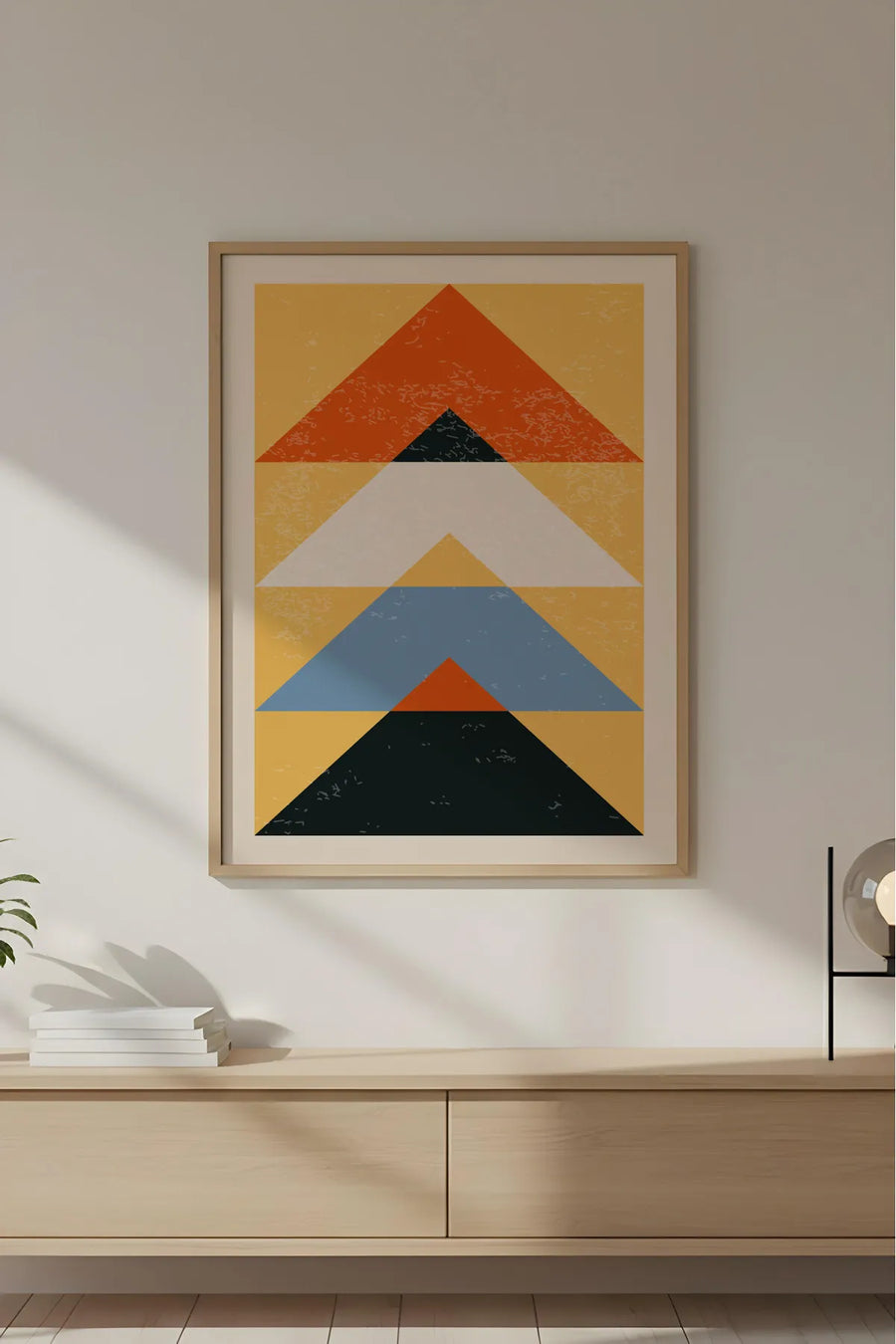 Ahşap Çerçeveli Soyut Geometrik Desenli Tablo | Huhu602