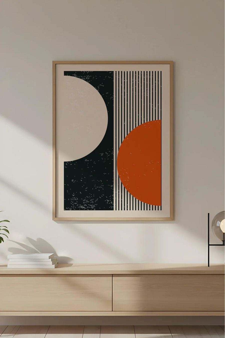 Ahşap Çerçeveli Soyut Geometrik Desenli Tablo | Huhu606