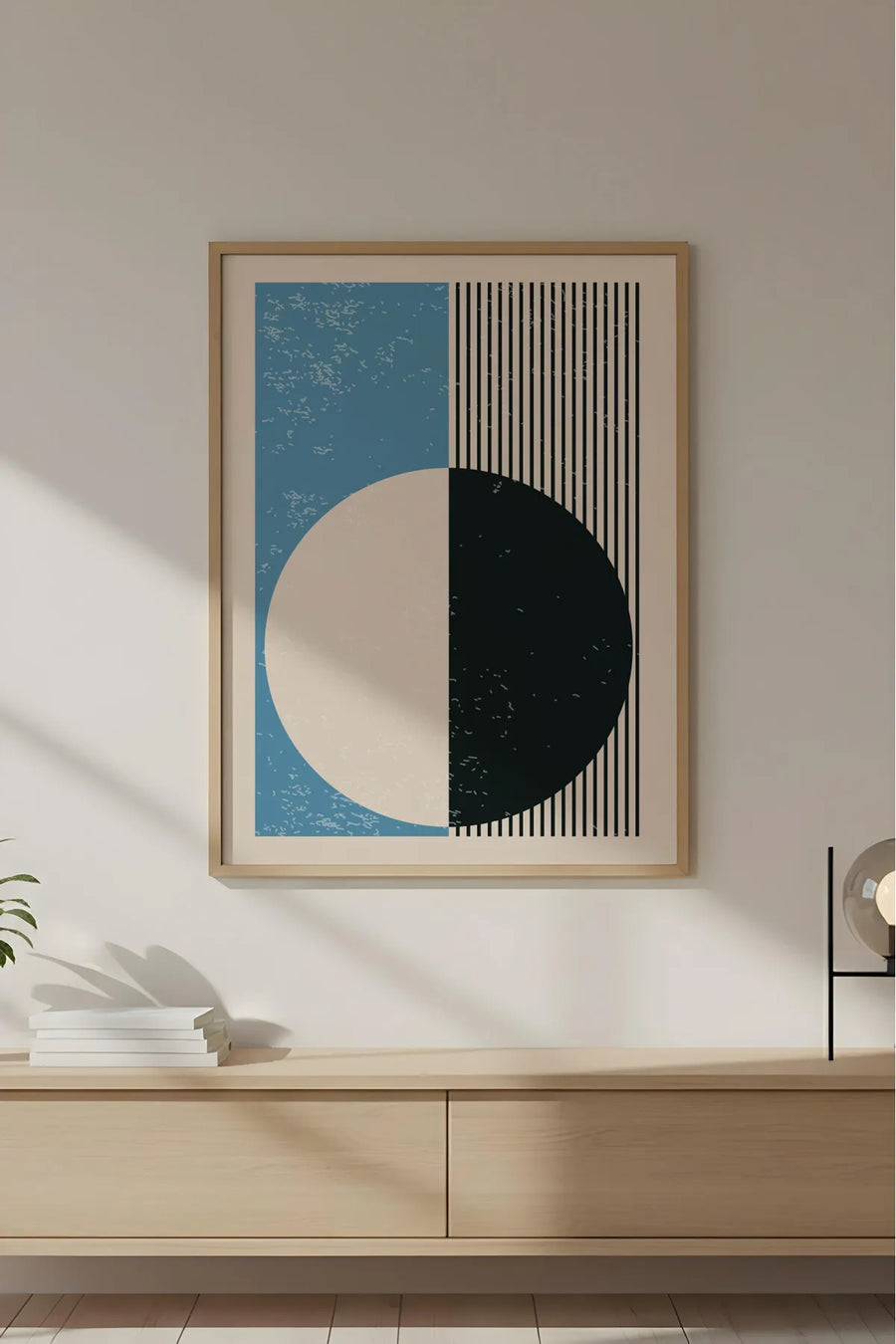 Ahşap Çerçeveli Soyut Geometrik Desenli Tablo | Huhu608