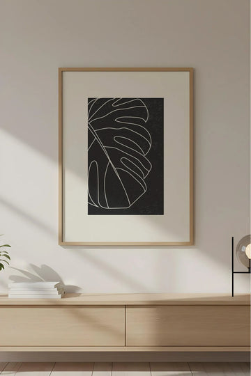 Ahşap Çerçeveli Soyut Minimalist Tablo | Huhu609