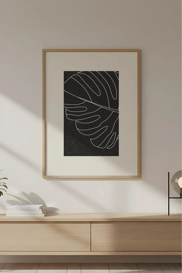 Ahşap Çerçeveli Soyut Minimalist Tablo | Huhu610