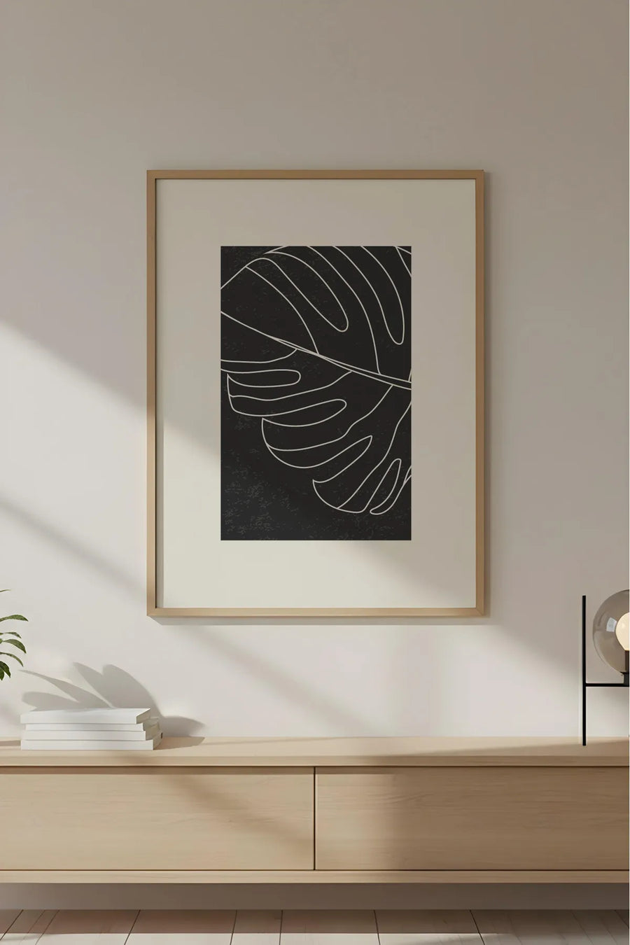 Ahşap Çerçeveli Soyut Minimalist Tablo | Huhu610