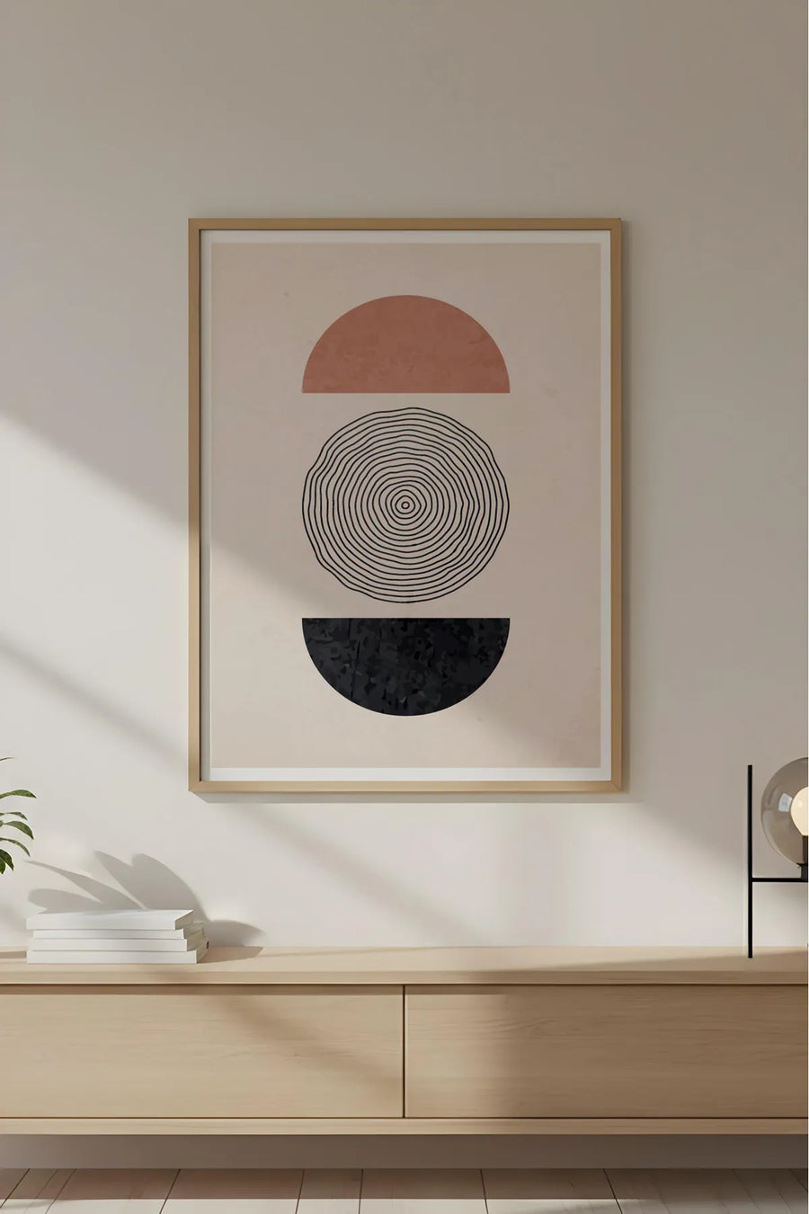Ahşap Çerçeveli Soyut Geometrik Desenli Tablo | Huhu624