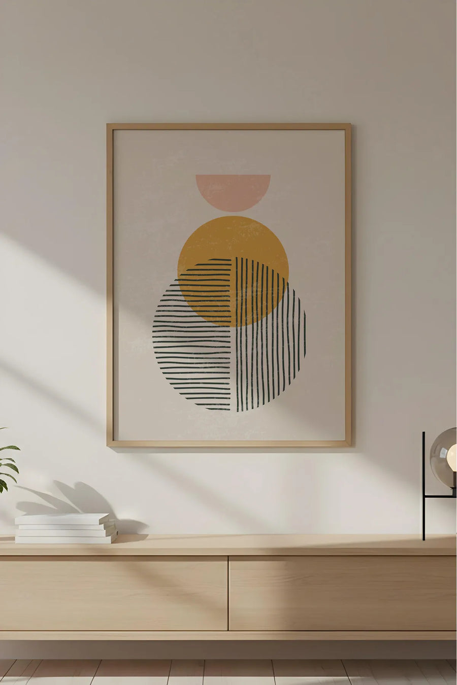 Ahşap Çerçeveli Geometrik Desenli Modern Tablo | Huhu646